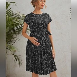 SHEIN polka dot self belted dress